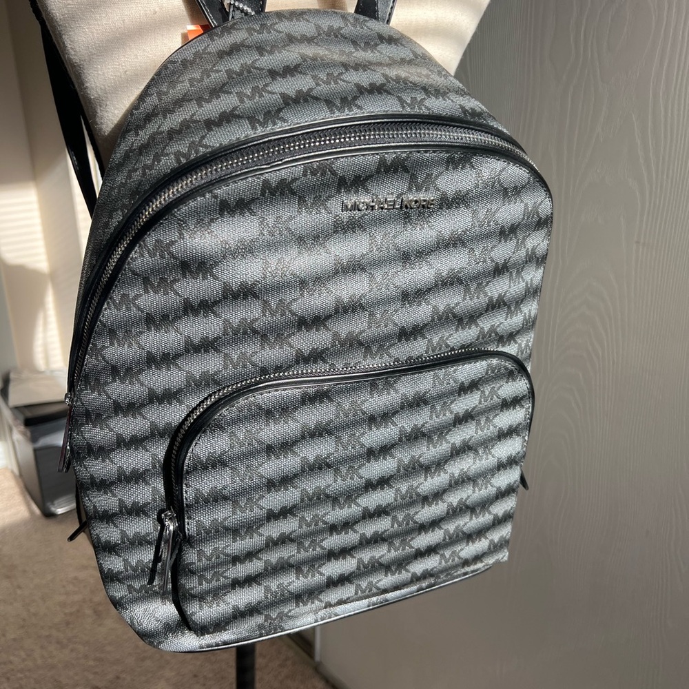 NWT Large Michael Kors Black Grey Backpack